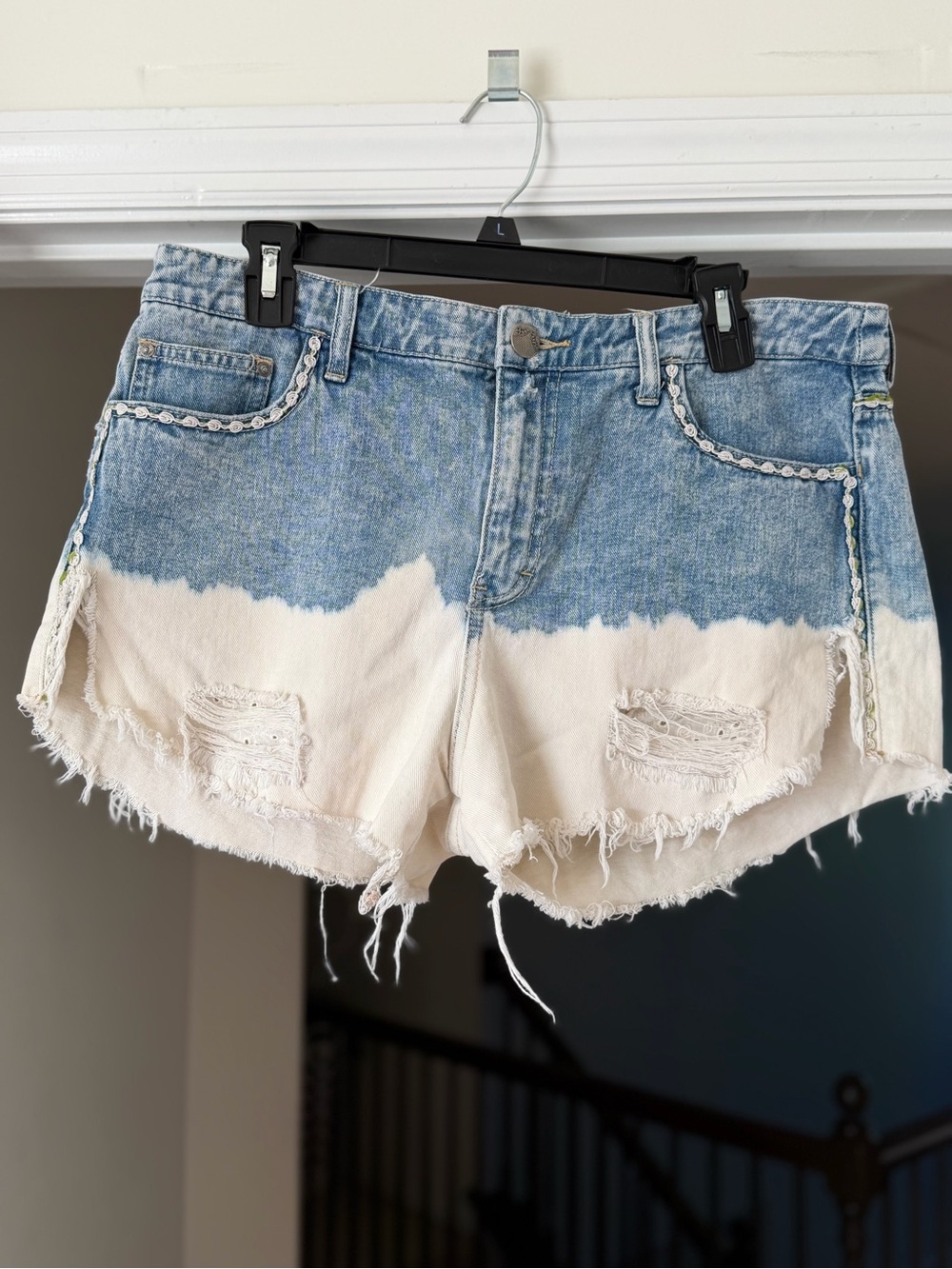 Free People Denim Shorts Size 31 Bleached Distressed Boho